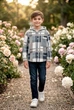 Сорочка флісова в клітинку з капюшоном для хлопчика Kiddo сірий 140 см - зображення 1