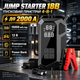 Пусковое устройство JUMP STARTER 18B 4в1 2000 А автомобильный бустер 16000 мА·ч для запуска двигателя 12 В с компрессором Power Bank LED фонариком цифровым дисплеем и пусковыми кабелями - изображение 1