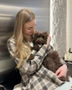 Рубашка женская из фланели в бежевую клетку, family look с собакой, размер One size - изображение 3
