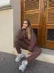 Жіночий зимовий спортивний костюм на флісі з худі оверсайз та штанами-джогерами ELFBERG BO-470 42-46 Мокко (2000001094044) - изображение 3