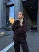 Жіночий зимовий спортивний костюм на флісі з худі оверсайз та штанами-джогерами ELFBERG BO-470 42-46 Шоколадний (2000001094129) - зображення 6