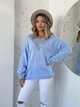 Жіночий в’язаний светр вільного крою з ажурними вставками ELFBERG MOD-5047 48-58 Блакитний (2000001088784) - изображение 1