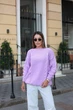 Жіночий теплий в’язаний светр з вирізом човник та об’ємним візерунком «коси» ELFBERG MOD-5088 44-62 Бузковий (2000001090497) - изображение 2