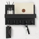 Деревянный ключник с полкой и 5 крючками KeyShelf, черный - изображение 2