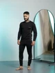 Термобілизна чоловіча на флісі зимова спортивна 5XL Чорний з білим теплий комплект для спорту та щоденного носіння - изображение 6