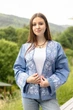 Вишитий літній жіночий жакет Etnovyshyvka "Птах Щастя" блакитний з білою вишивкою L - изображение 2