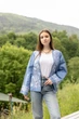 Вишитий літній жіночий жакет Etnovyshyvka "Птах Щастя" блакитний з білою вишивкою L - изображение 3