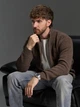 В'язаний светр на блискавці з коміром стійкою та кишенями ISSA PLUS GN-581 XXL темно-коричневий (issa2007682869091) - зображення 4