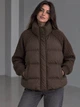 Куртка жіноча YZY 30790 oversize з в’язаними рукавами демісезонна one size коричнева - зображення 7