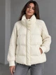 Куртка женская YZY 30790 oversize с вязаными рукавами демисезонная one size молочная - изображение 1