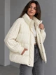Куртка женская YZY 30790 oversize с вязаными рукавами демисезонная one size молочная - изображение 3