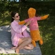 М'яка іграшка Пес Батон 100 см коричневий, велика плюшева собака-подушка - зображення 4