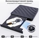 Зовнішній CD DVD привід для ноутбука та ПК USB, оптичний дисковод для CD/DVD, чорний - зображення 6