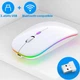 Бездротова Безшумна мишка 2.4G + Bluetooth Вбудований акумулятор RGB підсвітка Біла - изображение 2