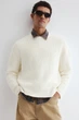 Джемпер вязаный для мужчины H&M Loose fit 0665287-8 M молочный - изображение 3