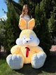 Велика м'яка іграшка BigMishki плюшевий зайка 200 см Бежевий - зображення 7