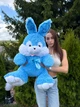 Большая мягкая игрушка BigMishki плюшевый зайка 100 см Голубой - изображение 3