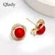Серьги-гвоздики Qlady Rose Red Silver для женщин, 2024 год. Элегантный, высококачественный дизайн, легкие и роскошные украшения для ушей, новогодние серьги, подарок на день рождения. - изображение 4