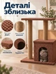 Домик для кошек с когтеточкой и платформой напольный игровой комплекс для котов и лазалка для кота 84х70х40 см коричневый (60277/15S1M) - изображение 5