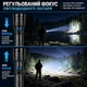 Мощный аккумуляторный LED-фонарь HUUKERS FX-2503 5000 мА·ч с регулируемым лучом, линзой для поджигания и функцией Power Bank - изображение 9