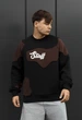 Мужской свитшот Стаф черный и коричневый оверсайз на флисе Staff ws black & brown oversize fleece S (404545) - изображение 1