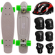 Пеніборд скейтборд дитячий сірий 3в1 із захистом і шоломом Fishskateboards 8603 Grey-Black - зображення 1
