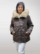 Mishele 27361 — женская зимняя куртка-парка с капюшоном из натурального меха песца Шоколадный 54 - изображение 3