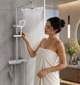 Душевая система Faucet CRH-8916 со смесителем верхним ручным душем хромированная металлическая - изображение 8