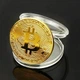 Сувенирная монета Биткоин BTC металлическая золотистая в защитном футляре 4 см - изображение 1