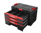 Ящик для зберігання інструментів 542х335х369 мм Qbrick PRIME Drawer 3 Toolbox модульний, пластиковий, чорний з червоним - зображення 3