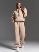 Спортивный костюм из трикотажа пенье на флисе со свободным кроем ISSA PLUS 15927 XL светло-бежевый (issa2007682873906) - изображение 1