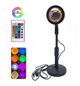Лампа кольцевая светодиодная RGB диаметром 23 см с эффектом солнца и заката для селфи фото видео макияжа и стримов с пультом дистанционного управления USB-питанием разноцветными режимами мягким светом настольная черная для блогинга и создания контента - изображение 2