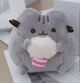 Плюшевий брелок-іграшка Кіт Пушин з морозивом (Pusheen з морозивом) , сірий, 10 см - изображение 1