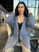 В'язаний жіночий кардиган оверсайз NASTIA, колір Джинс розмір One Size - зображення 3