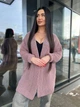 В'язаний жіночий кардиган оверсайз NASTIA, колір Темна пудра розмір One Size - изображение 4