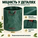 Мешок садовый 400 л, 80×80 см, многоразовый полипропиленовый, с ручками и пластиковым ободом, для сбора листвы и травы, зеленый - изображение 3