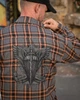 Мужская рубашка Born Of War милитари фланель свободного кроя с принтом серый L - изображение 5