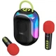 Колонка Bluetooth Hoco DS68 BT6.0 10W (2×5W) с RGB-подсветкой, TF и 2 беспроводными микрофонами для караоке Черный - изображение 3