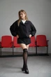 Черный бомбер-ветровка oversize на резинке по низу S - изображение 7