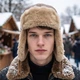Шапка-вушанка з екошкіри тепла зимова з хутряною підкладкою, вушанка водовідштовхувальна чоловіча повсякденна тепла 56-60 см Коричнева - зображення 7