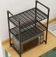 Стелаж кухонний Kitchen Racks для мікрохвильової печі, двоярусний, 54 × 75 × 31 см, метал і пластик, із висувною конструкцією та двома полицями, органайзер для зберігання кухонного приладдя, посуду та пляшок - зображення 3