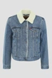 Жіноча джинсова куртка Levi's, блакитна, з хутром, розмір XL - зображення 4