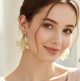 Жіночі сережки підвіски Квіти Fashion jewelry Молочні - зображення 2