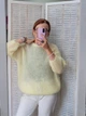 Женская итальянская однотонная кофта вязаная Oversize Желтая сливочная Шерсть мохер One Size 0021/02 - изображение 3