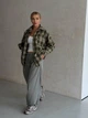 Фланелева сорочка в клітинку oversize 42-48 оливковий - зображення 2