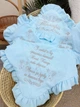 Крыжма для мальчика Family Tradition муслин с вышивкой и оборками 100х100 см голубая Голубое небо - изображение 4