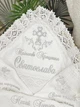 Крыжма для мальчика Family Tradition муслин с вышивкой и кружевом 100х100 см белая Ажурное Крещение - изображение 2
