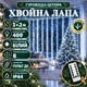 Гірлянда-штора Хвойна лапа 3×2 м 400 LED з пультом та 8 режимами IP44, Світлодіодна новорічна завіса для вікон, стін, арок, вітрин, фотозон та святкового декору дому, Білий - зображення 1