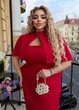 Женское платье миди со съемным кейпом и открытой спиной (052715902) Красный 50-52 - изображение 4