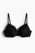 Бюстгальтер жіночий H&M Push-Up мереживний з кісточками чорний sweetheart neckline 85B (1232588) - зображення 1